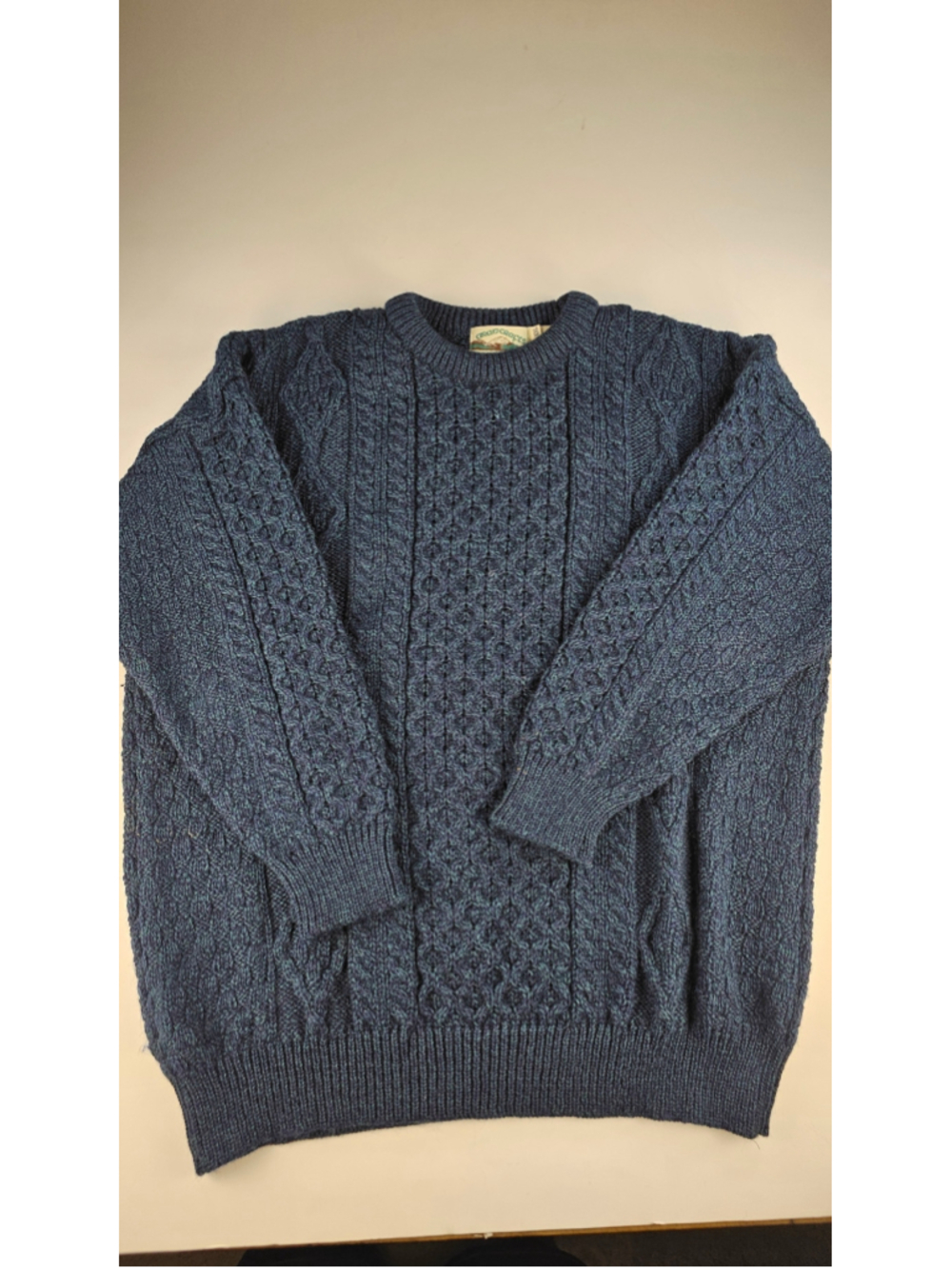 Aran Crafts Ireland Men's XXXL Navy 100% Wool Cable Knit Fisherman Sweater